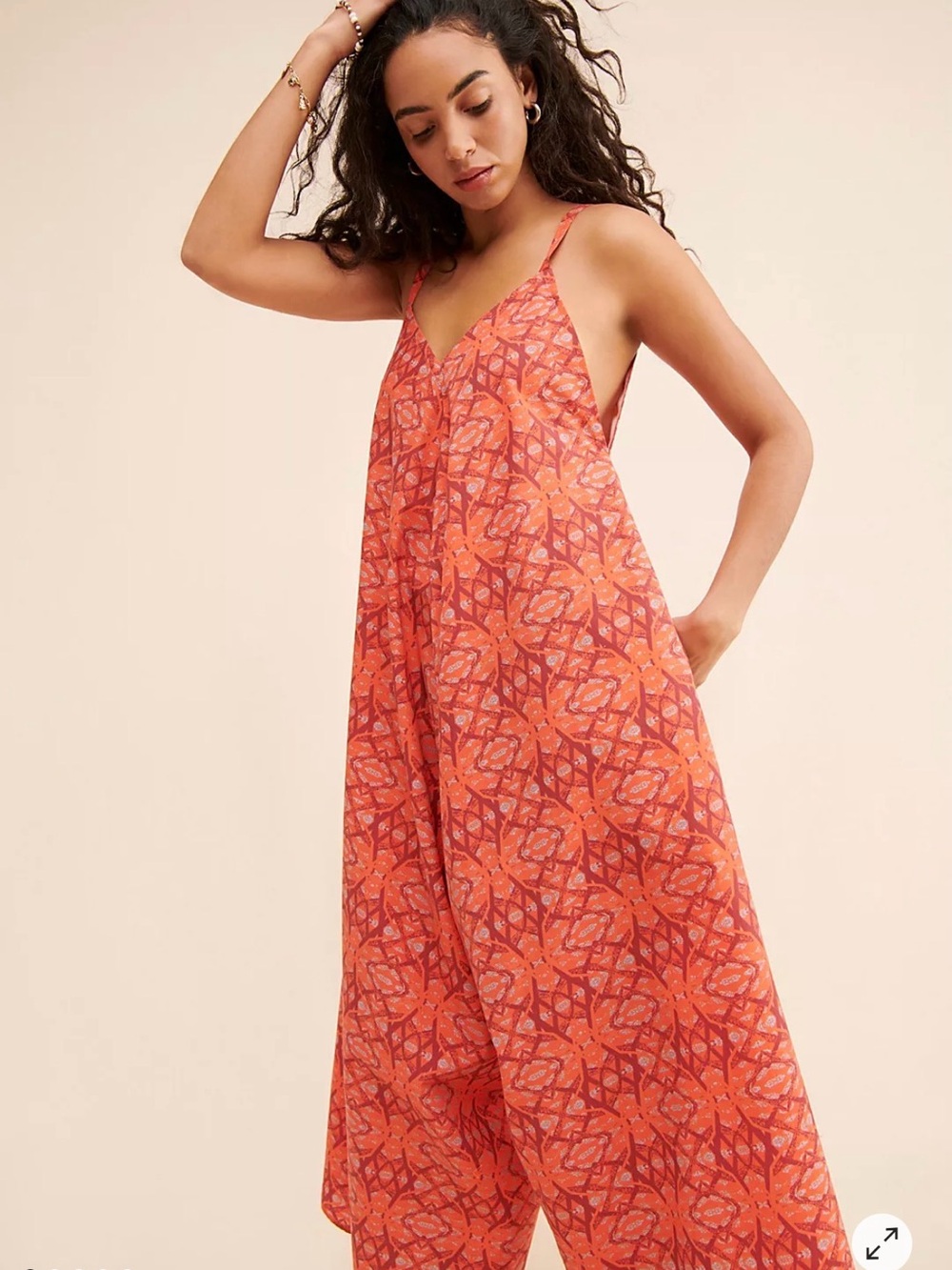 Kahindo Orange and Coral Printed Slip jumper